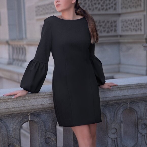 Jennifer Ritz Odile Dress with Puff Sleeves - Black - Picture 4 of 5